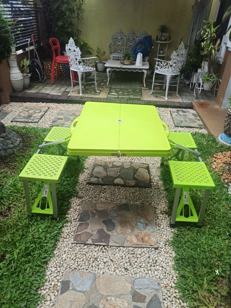Leisure , Picnic or camping table with built in chairs foldable - Rare color (Category: Tables & Sets) located in Caloocan City. Submitted by rtarellano (Listing ID 1452961707, Image 2). Description: - Excellent condition, like new, Rare color - Ideal for picnic, camping and even for home use. - Nice color, folds in half - Location North Caloocan.