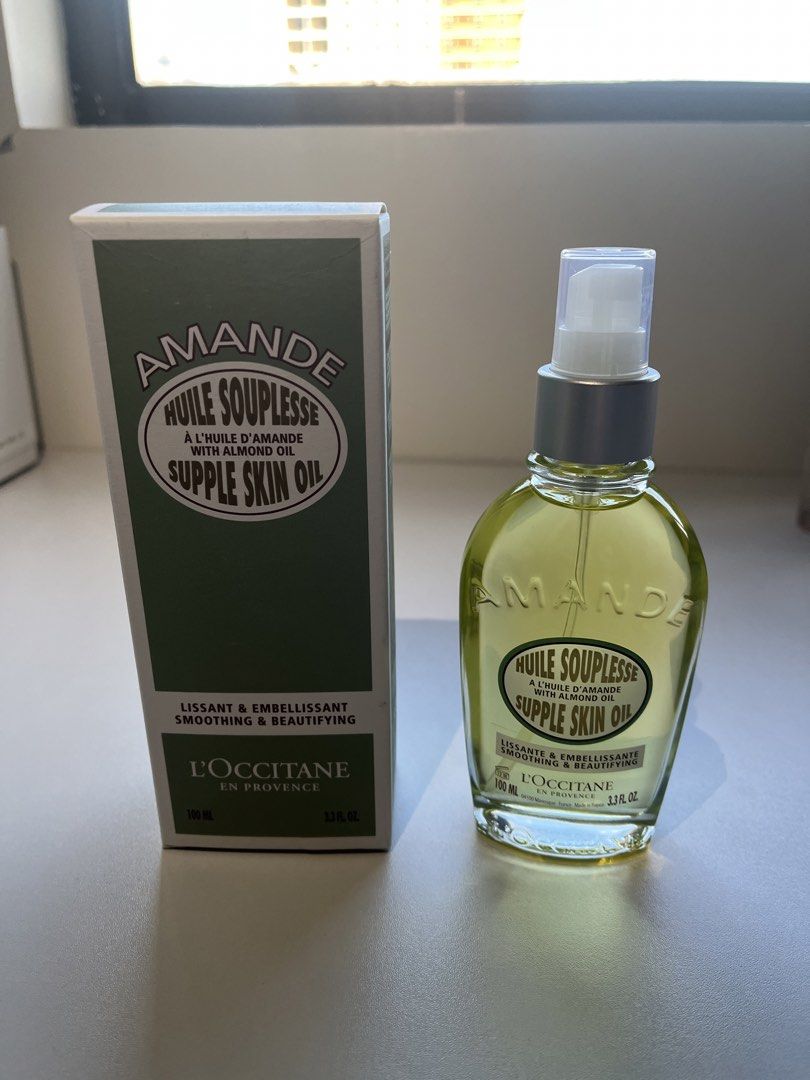 L'Occitane Supple Skin Oil 100ml (Category: Body Care) located in Manila. Submitted by jangwg_ (Listing ID 1453022968, Image 1). Description: - L'Occitane Amande Huile Souplesse Supple Skin Oil - Smoothing and beautifying almond oil - Comes in original box - 100ml / 3.3 fl. oz. bottle - Excellent for skin nourishment.