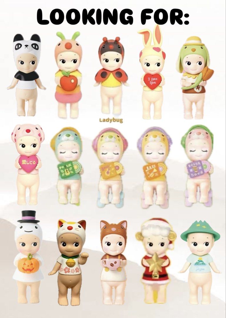 LOOKING FOR SONNY ANGEL (Category: Designer & Blind Box Toys) located in Manila. Submitted by yang031 (Listing ID 1453046548, Image 1). Description: LOOKING FOR - Can do 1:1 but preferably tingi - x asking for budget - x OP .