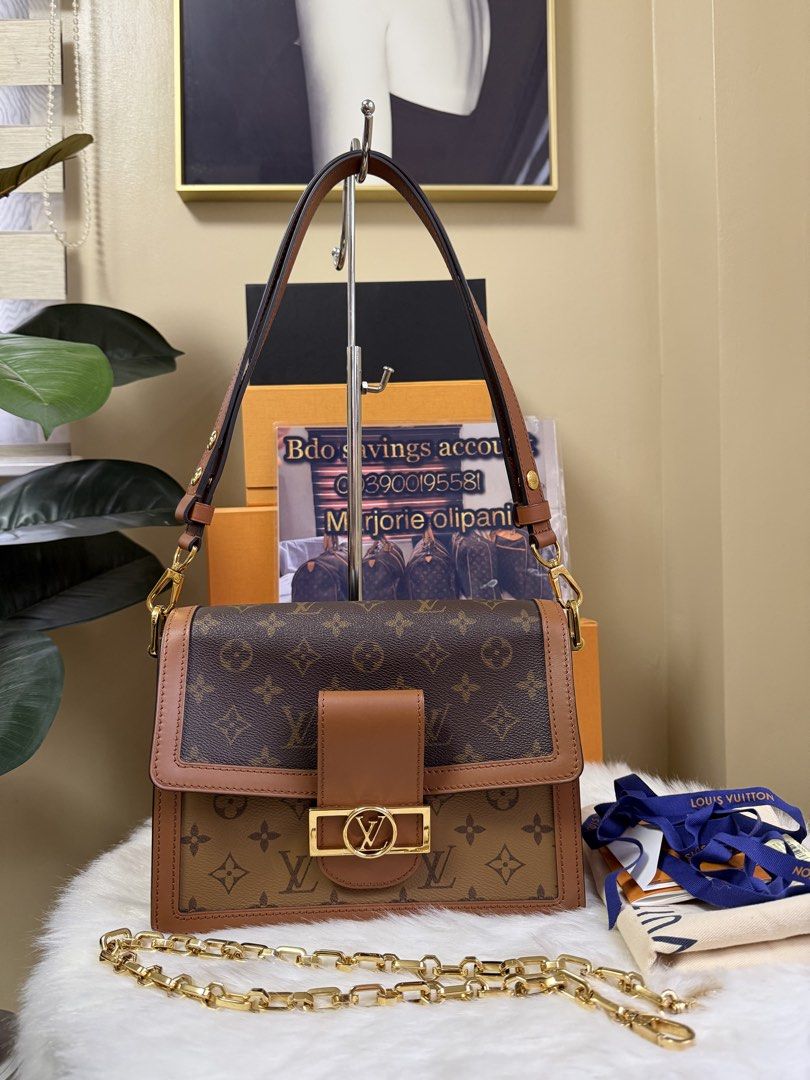 Louis Vuitton Dauphine Mm (Category: Luxury Bags & Wallets) located in Caloocan City. Submitted by marj_bags (Listing ID 1453046895, Image 1). Description: -Guaranteed Authentic -Microchipped - Classic Louis Vuitton monogram canvas bag - Features brown leather trim and strap - Gold hardware details - Comes with a detachable gold chain strap - Interior is clean - Exterior shows minimal signs of wear - A timeless piece for your collection -Comes wi