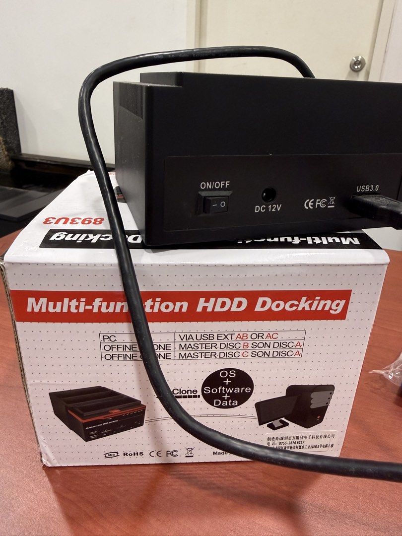 Multi-Function HDD Docking (Category: Office & Business Technology) located in Singapore. Submitted by ridirofij (Listing ID 1452891154, Image 3). Description: - Multi-Function HDD Docking Station - Supports both SATA and IDE hard drives (2.5"/3.5") - High-speed USB 3.0 connectivity - Built-in card reader for MS, XD, SD, CF, and TF cards - Features one-button disk copy (clone function) - Compatible with Windows and Mac OS.
