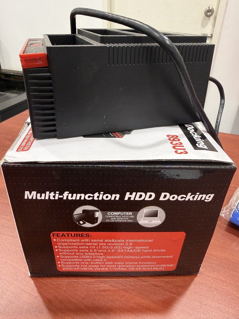 Multi-Function HDD Docking (Category: Office & Business Technology) located in Singapore. Submitted by ridirofij (Listing ID 1452891154, Image 2). Description: - Multi-Function HDD Docking Station - Supports both SATA and IDE hard drives (2.5"/3.5") - High-speed USB 3.0 connectivity - Built-in card reader for MS, XD, SD, CF, and TF cards - Features one-button disk copy (clone function) - Compatible with Windows and Mac OS.