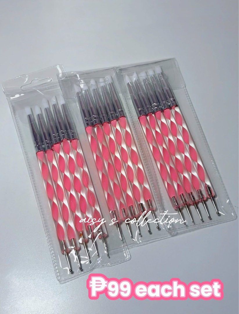 Nail Art Dotting Tools Set - Pink & White Swirl Handle (Category: Hands & Nails) located in Manila. Submitted by eijikim.11 (Listing ID 1452920266, Image 1). Description: - Nail art dotting tools - Features stylish pink and white swirled handles - Ideal for creating dots and intricate nail designs - User-friendly for both beginners and experienced artists - Price: P99 per set 📍QC LOC PICK UP OR LALAMOVE CAN DO.