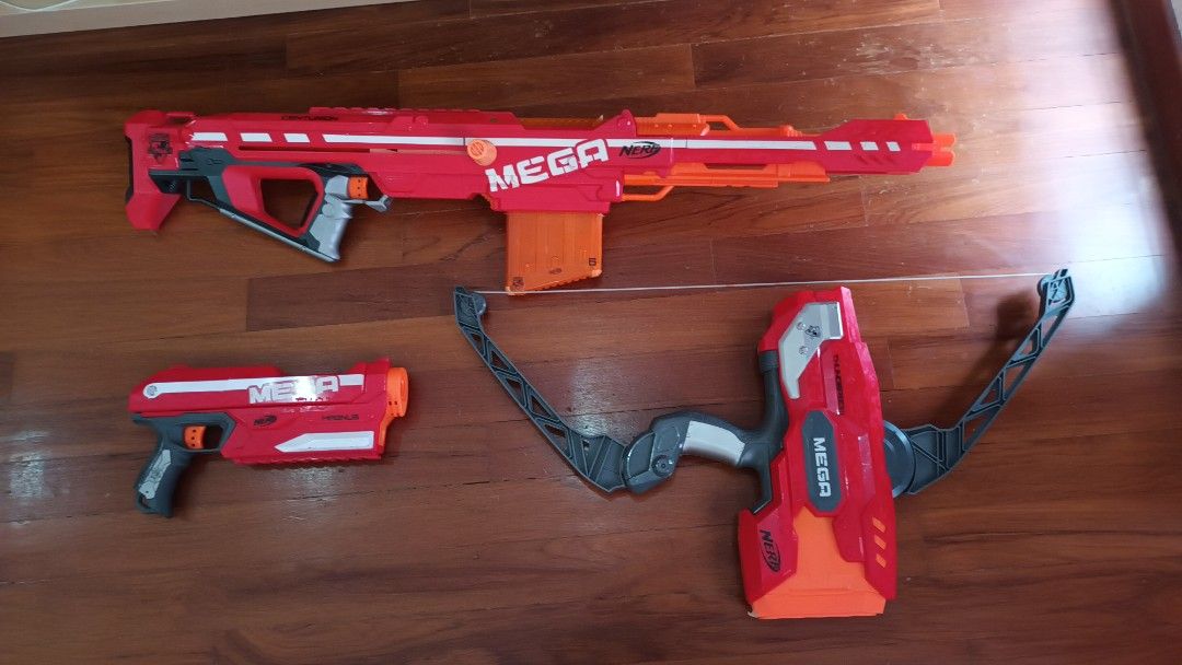 Nerf MEGA assorted collection (Category: Action & Battle Toys) located in Singapore. Submitted by 2cupscoffeedaily (Listing ID 1452913805, Image 1). Description: No foam darts included Pick up items. very large items with no boxes. RFS - Old gifts that are not in use.