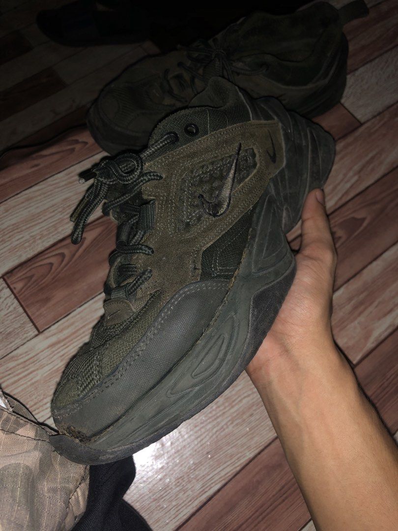 Nike M2K Tekno Olive Green (Category: Sneakers) located in Manila. Submitted by fleis.it (Listing ID 1453044414, Image 2). Description: - Nike M2K Tekno sneakers - Color: Olive Green - Chunky sole design - Lace-up closure - Perfect for everyday wear - Shows some signs of use (please check photos for condition).