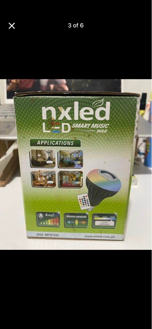 Nxled LED Smart Music Bulb with Remote (Category: Lighting) located in Quezon City. Submitted by ellie.belly025 (Listing ID 1452970587, Image 3). Description: - Nxled LED Smart Music Bulb - 12W Power - Wireless music streaming via Bluetooth - 13 color changing options - Includes remote control - Ideal for parties and setting the mood - Simple screw-in installation and Bluetooth connection.