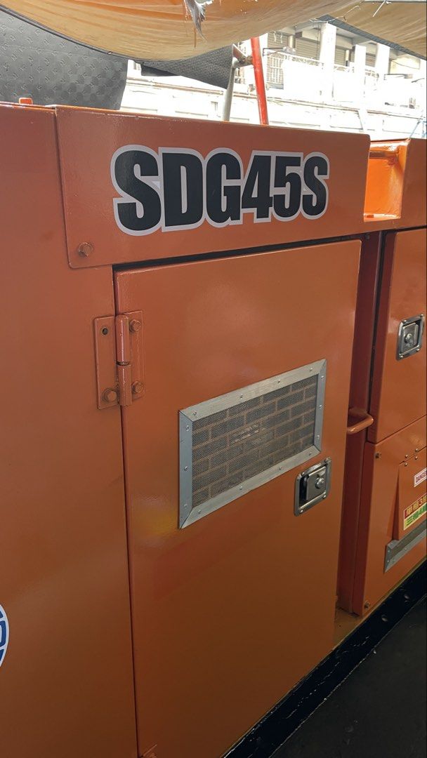 ORIGINAL SURPLUS JAPAN 45 KVA AIRMAN GENERATOR (Category: Construction Tools & Equipment) located in Manila. Submitted by eljay_1008 (Listing ID 1452927472, Image 3). Description: FOR SALE ORIGINAL SURPLUS JAPAN 45 KVA AIRMAN GENERATOR SILENT TYPE ENGINE TYPE: HINO W04 Load: 100 -120 amp Running Hour: 3,511 FREE 2pcs Brandnew Battery Free delivery within metro manila - Model: SDG45S - Diesel Engine (visible in photos) - Ready for immediate use - 