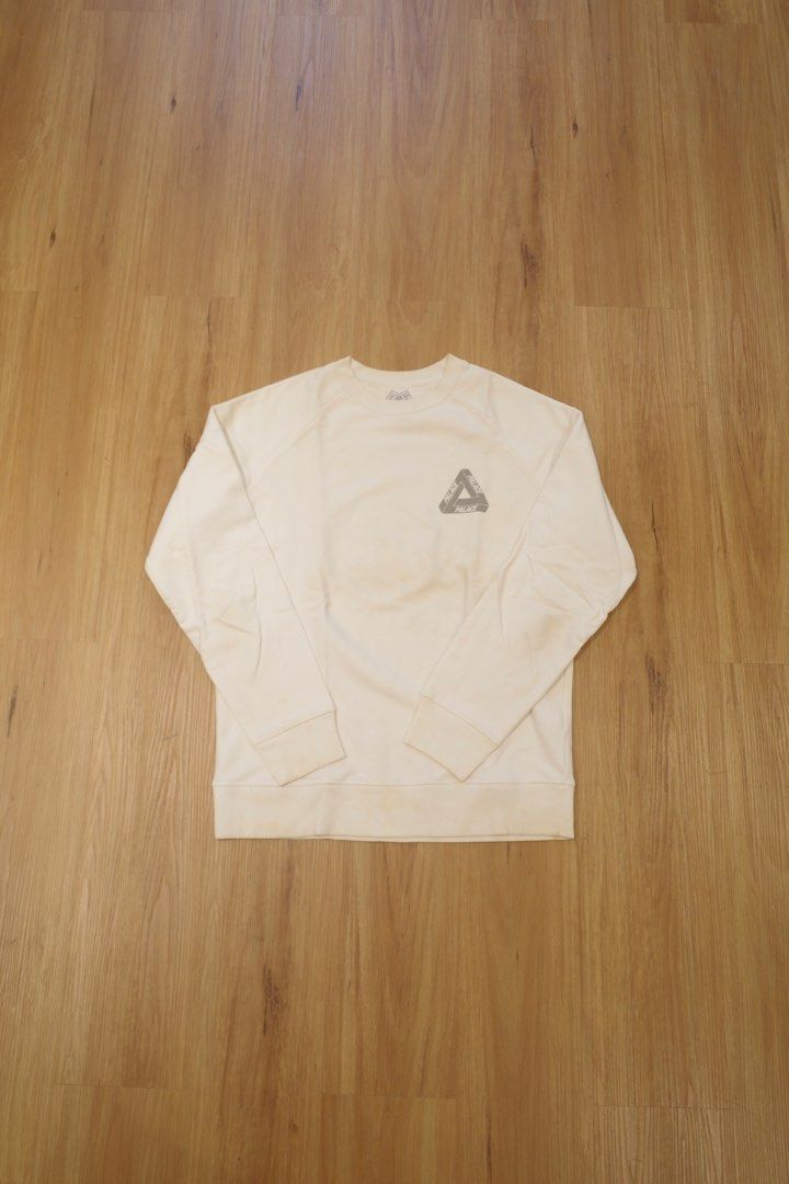 Palace 3M Triferg Crewneck (Category: Hoodies) located in Pasig City. Submitted by rinse___repeat (Listing ID 1452965985, Image 1). Description: Palace 3M Triferg Crewneck Palace is a London-based skateboard brand established in 2009. Seen here is their crewneck sweatshirt, which features the brand’s iconic triferg logo on the front and back, done in a reflective 3M material. Size XL Pit to pit 24” / Length 29.5” Used Storage stains all over; nee
