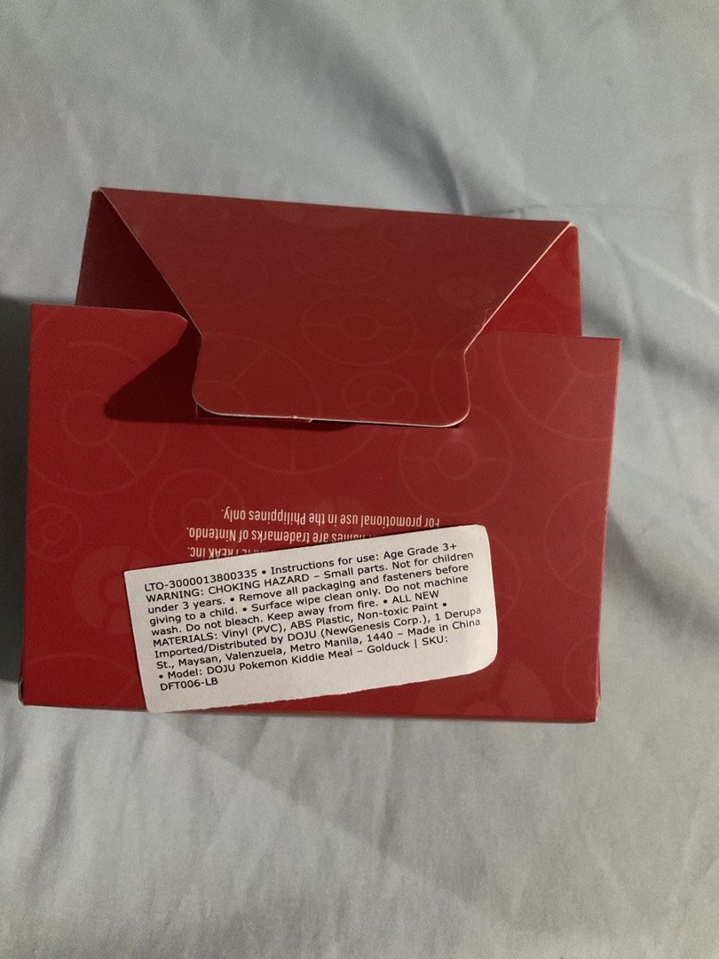 Pokemon Kiddie Meal- Vulpix, Golduck (Category: Character Goods) located in Quezon City. Submitted by agames (Listing ID 1452966966, Image 2). Description: Jollibee Kiddie Meal Pokemon: - Vulpix: Opened ball, figure still sealed - Golduck: Still sealed Both still with box. ₱ 100 each or for trade to any: - Happy Meal Pokemon: Vulpix - Happy Meal Pokemon: Magikarp - Happy Meal Mario Kart - Happy Meal Finding Nemo.
