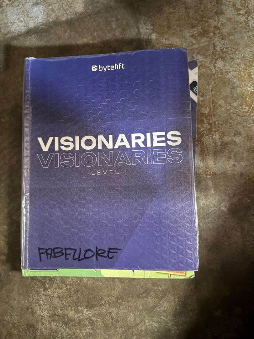 Robotics - Bytehub Visionaries Level 1 Book (Category: Textbooks) located in Caloocan City. Submitted by mysticocean.46c204 (Listing ID 1452885276, Image 1). Description: - Visionaries Level 1 book by Bytehub - Covers Arduino programming, push buttons, and serial monitors - Ideal for learning electronics and microcontrollers - Includes lesson overview and objectives - Note: Some writing on the cover.