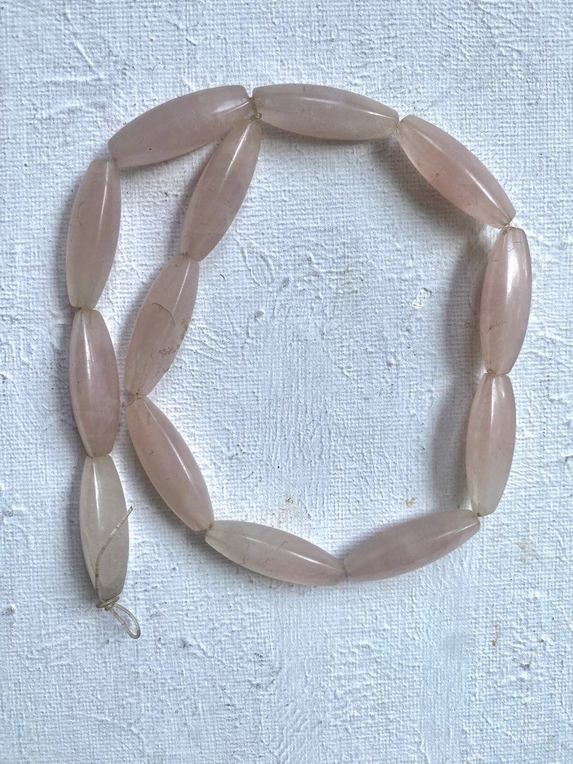 Rose Quartz Oval Beads for Jewelry Making (Category: Bracelets) located in Caloocan City. Submitted by secretloot (Listing ID 1452899941, Image 1). Description: - Genuine Rose Quartz beads - Beautiful soft pink color - Oval shape, approx. 1.2 inches length per bead - Strand length: approx. 15.5 -16 inches - Ideal for necklaces, bracelets, and other jewelry crafts .