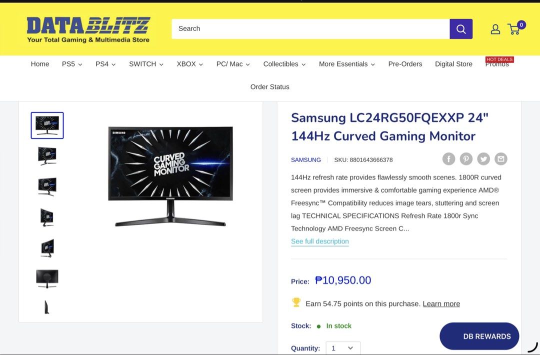 Samsung CRG5 144hz (Curved) (Category: Monitor Screens) located in Mandaluyong City. Submitted by cjsupan0318 (Listing ID 1453009165, Image 1). Description: SAMSUNG CRG5 24” (curved monitor) 144hz Complete - box - manuals - stand - cables w/ HDMI 3 months lang nagamit tinago na. Binuksan lang ulit to test. Loc: Mandaluyong city/sta mesa.