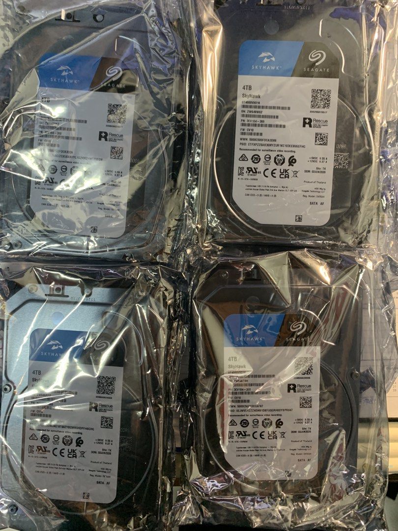 Seagate SkyHawk 4TB Surveillance Hard Drive (Category: Hard Disks & Thumbdrives) located in San Juan City. Submitted by infonet.cctv (Listing ID 1452941331, Image 2). Description: - Seagate SkyHawk 4TB Hard Drive - Model: ST4000VX016 - Ideal for surveillance video recording - Great for security systems - Date of Manufacture (DOM): June 2026 - Made in Thailand.