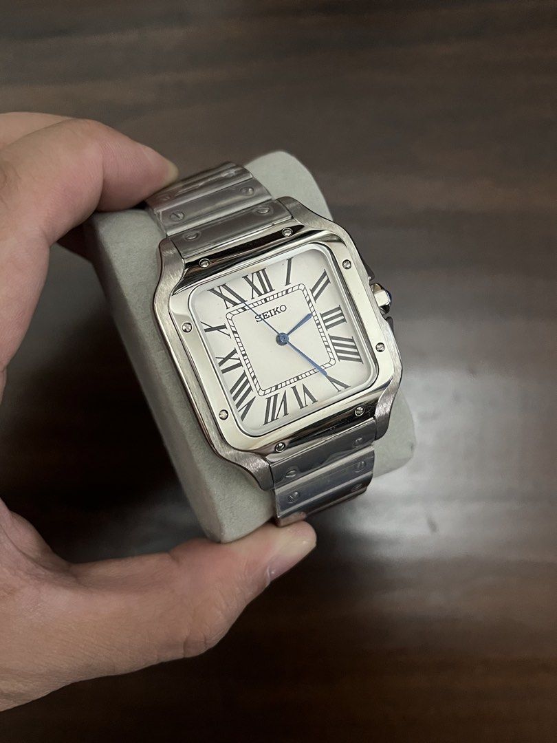 Seiko Mod Santos (Category: Luxury Watches) located in Quezon City. Submitted by itsjared (Listing ID 1453048708, Image 2). Description: Seiko Mod Santos Brand new with box and paper bag. Actual photos posted. What you see is what you get. * Original Seiko NH35 Movement * Automatic * 316L Solid Stainless Steel Case and Bracelet * 38mm Case Diameter * Sapphire Crystal Glass Meetups at: Weekdays - Dasma | Imus & Nuvali (+fee) Weekends (By Schedule)