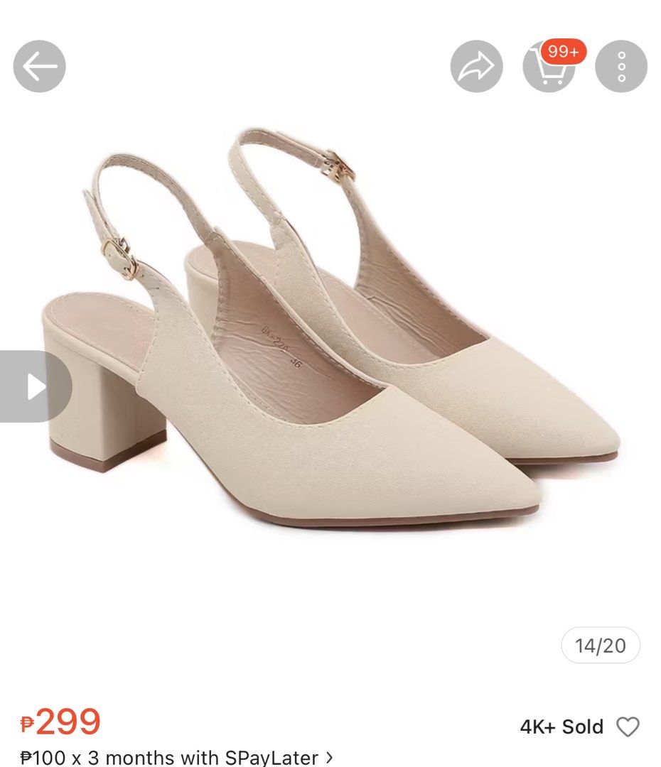 S&L Slingback Heels Sandals Work Office Size 37 (Category: Heels) located in Quezon City. Submitted by macey_store (Listing ID 1452948105, Image 1). Description: - Cream slingback heels - Pointed toe design - Adjustable strap with buckle closure - Comfortable block heel - Size 37 - Perfect for dressing up or down.