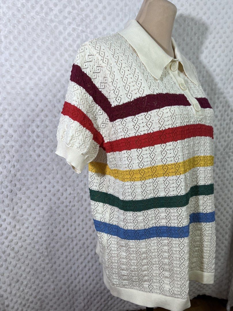 Striped pointelle Knit Polo Shirt (Category: Shirts) located in Quezon City. Submitted by mondaymayhem (Listing ID 1453029638, Image 2). Description: 649) fits medium-semi xl 🚚j&t(payment first) ☑️same day delivery(lalamove/grab) 📍Batasan hills QC No refund/return/exchange. All sales are final! Strictly no cancellation/changing of orders Items are thrifted so please manage your expectations. Color may slighly differ due to lighting. Make sure o