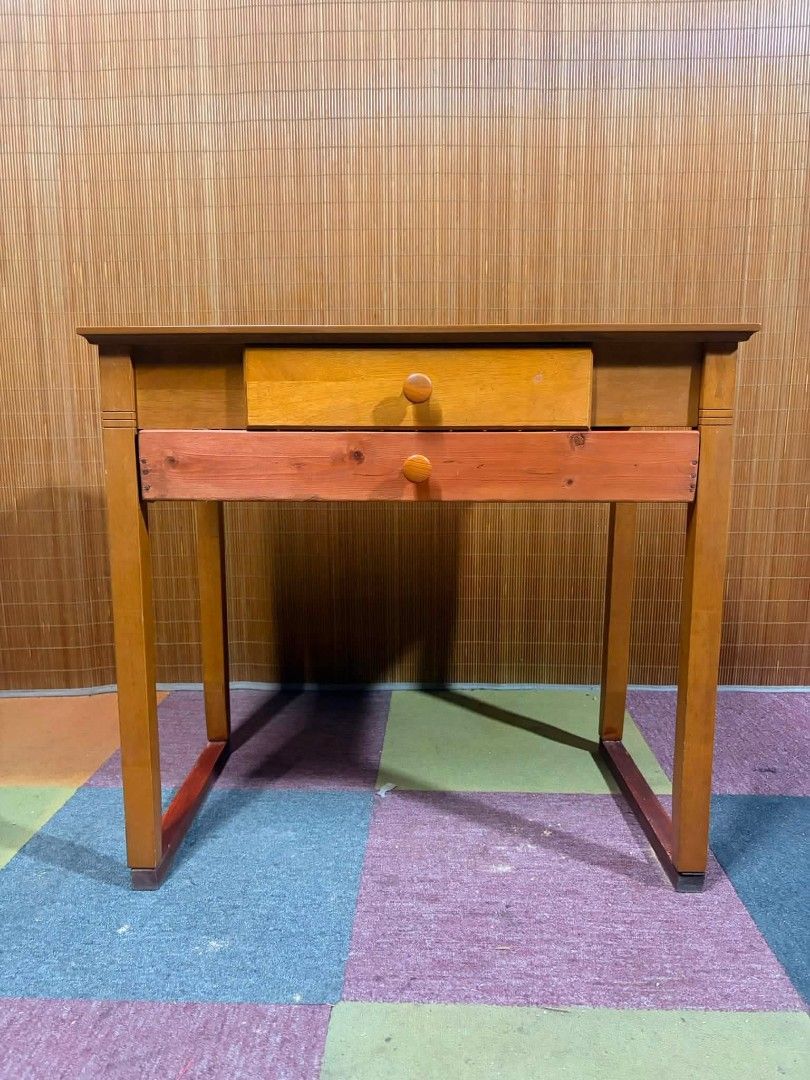 Study Table (Category: Tables & Sets) located in Meycauayan. Submitted by marygracecasimiro (Listing ID 1452963834, Image 3). Description: Wooden Desk with Drawers & Windsor Chair Set SOLID WOOD!!! HEAVY-DUTY!!! Mid-Century Study Table with Drawers & KOIZUMI Windsor Chair Price : 6,500 set ✅ Desk - 32L x 19W x 29H inches Chair - 16L x 16W x 25H inches In VERY good condition 🩷🧡.