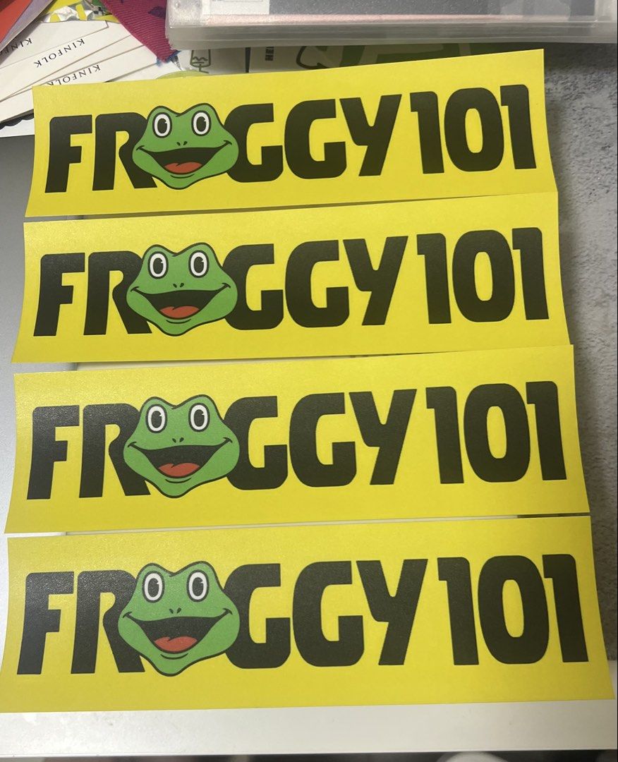 The Office Froggy 101 Sticker (Category: Art & Prints) located in Quezon City. Submitted by _beanieee (Listing ID 1452941014, Image 1). Description: currently on a binge watch so i made froggy 101 stickers hehe as seen on the office beside dwight's table! sticker is printed on matte laminated sticker paper.