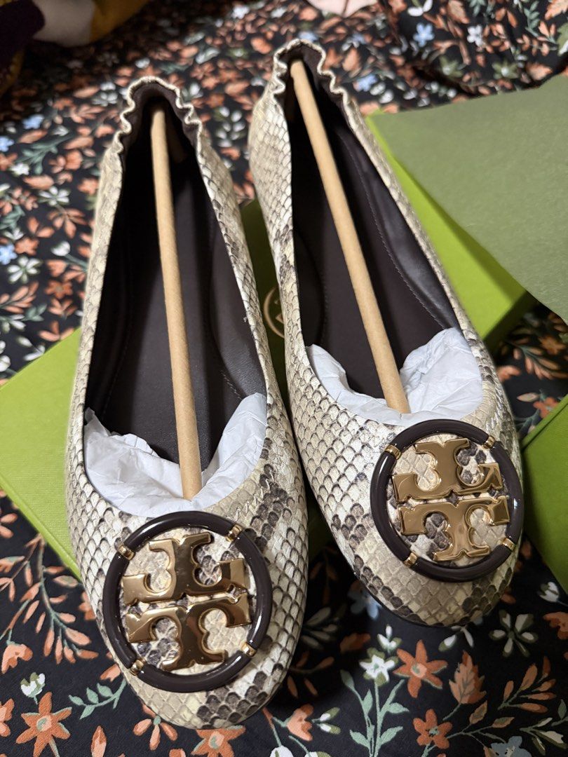 Tory Burch Ballet Flats size 7.5 (Category: Flats & Sandals) located in Quezon City. Submitted by teetharejade (Listing ID 1452943661, Image 1). Description: - Tory Burch Diamant Lux Mer ballet flats - Snakeskin embossed pattern - Color: Desert Fog/Bianco - Size: US 7.5 - Includes original box - Perfect for dressing up or down.