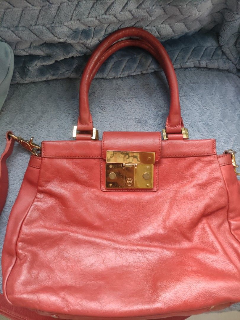 Tory Burch Red Leather Tote Bag with Gold Hardware (Category: Luxury Bags & Wallets) located in Cainta. Submitted by luxesparkle (Listing ID 1453005351, Image 3). Description: Tory Burch Bag U.S bought very nice in actual .