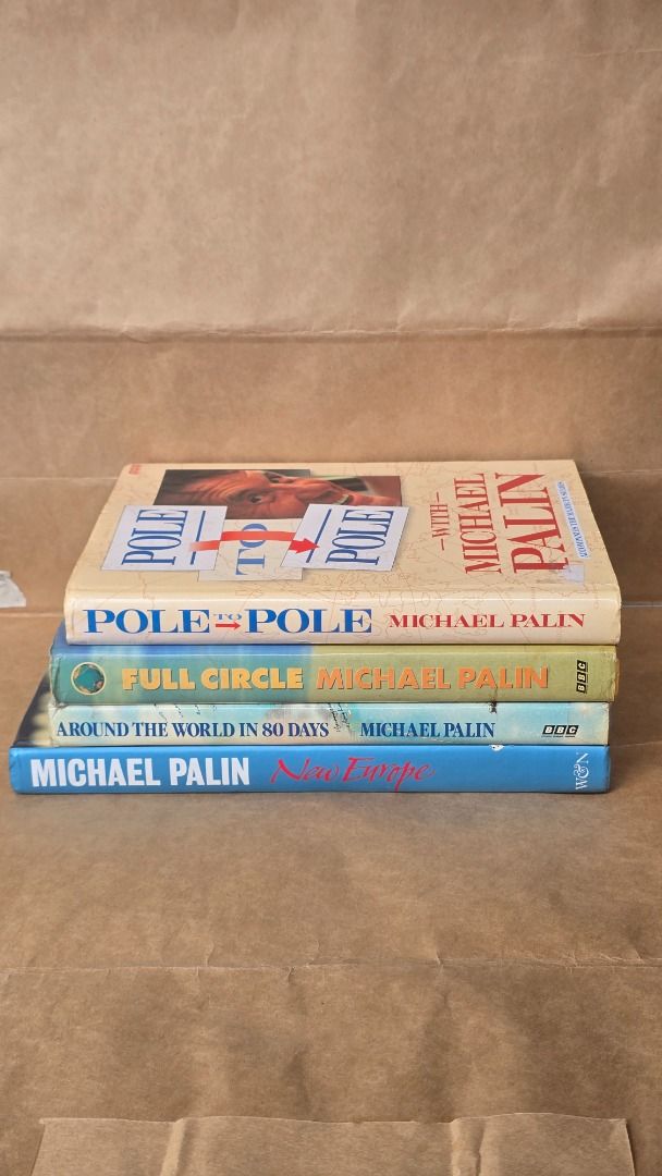 Travel Books - Hardbound Michael Palin (Category: Storybooks) located in Cainta. Submitted by escapeartistph (Listing ID 1451643202, Image 1). Description: ***4 books sold as set (Vintage hardbounds) - 1500*** Michael Palin Travel Books Hardcover | New Europe | Pole to Pole | Around the World in 80 Days | Full Circle - New Europe: Palin explores the diverse cultures and shifting identities of twenty countries in Eastern Europe following the fall 