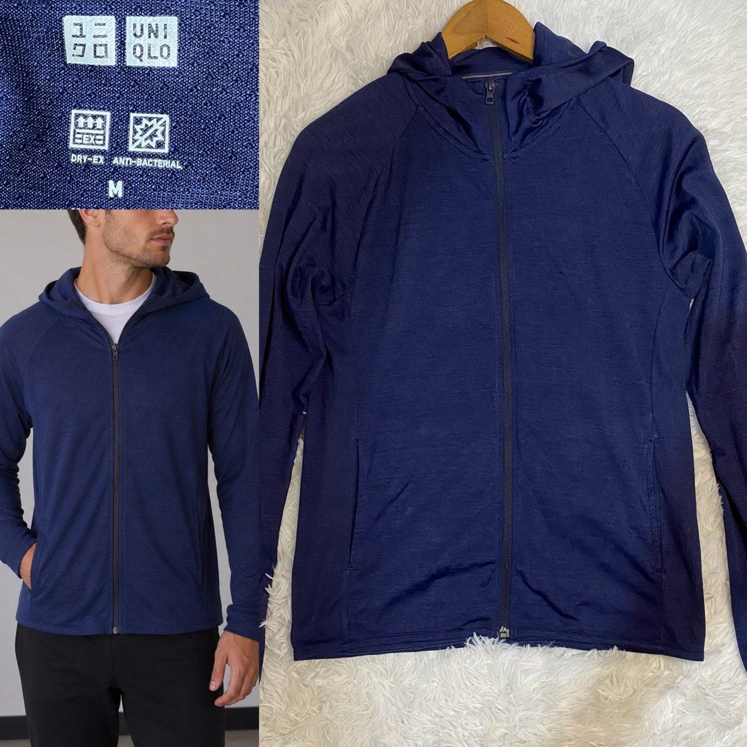 UNIQLO men's dry-ex full zip parka (Category: Activewear) located in General Trias. Submitted by aandrcollections (Listing ID 1452965268, Image 1). Description: Medium on tag W18.5”L24” (Laid flat measurement) .