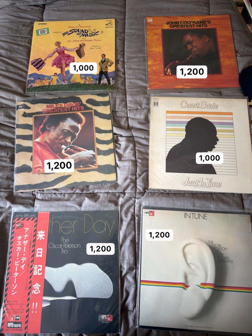 Various Artists Vinyl Records - Jazz, Classical, Pop (Category: Vinyls) located in Manila. Submitted by el_decluttering (Listing ID 1452969622, Image 3). Description: - Collection of vinyl records available. - Genres include Jazz (Miles Davis, John Coltrane, Count Basie), Classical (Beethoven, Schubert), Pop, and Soul. - Prices range from ₱1,000 to ₱1,200 per record. - Please check the photos for specific titles and artists. - Ideal for vinyl ent