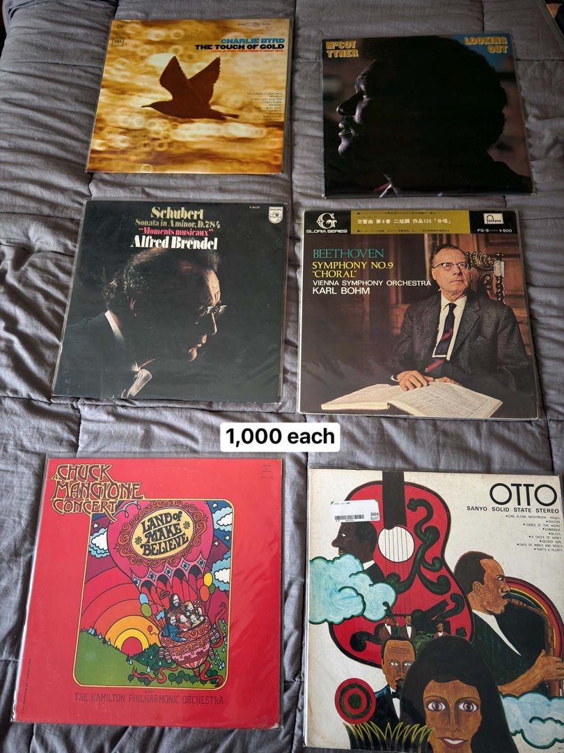 Various Artists Vinyl Records - Jazz, Classical, Pop (Category: Vinyls) located in Manila. Submitted by el_decluttering (Listing ID 1452969622, Image 2). Description: - Collection of vinyl records available. - Genres include Jazz (Miles Davis, John Coltrane, Count Basie), Classical (Beethoven, Schubert), Pop, and Soul. - Prices range from ₱1,000 to ₱1,200 per record. - Please check the photos for specific titles and artists. - Ideal for vinyl ent