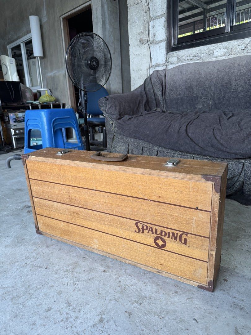 Vintage Camping Set (Category: Hiking & Camping) located in Bulacan. Submitted by mysticdeer.6d7f47 (Listing ID 1452902337, Image 1). Description: This is a vintage Spalding “pack & play” folding game table set in a wooden carrying case.The set typically includes a foldable table and four stools stored inside the wooden case.It is designed for outdoor camping or leisure use and features a wooden tabletop with a steel frame..