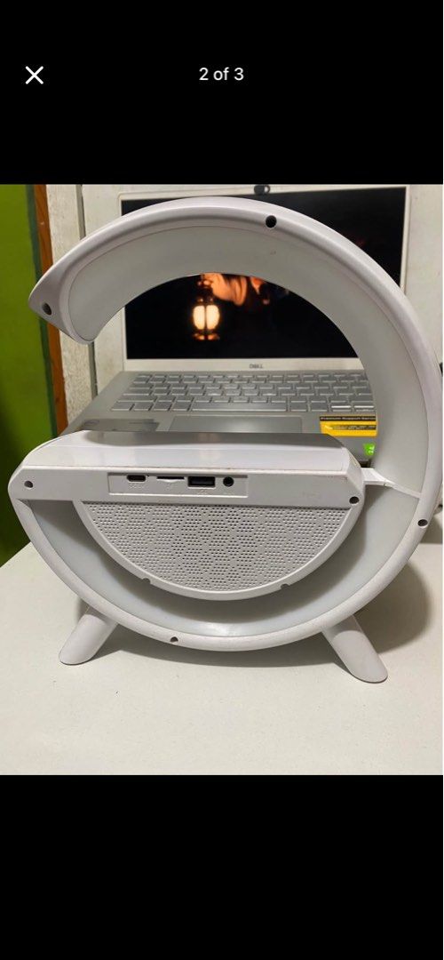White Sunrise Wake-Up Light Alarm Clock with Bluetooth Speaker (Category: Clocks) located in Quezon City. Submitted by ellie.belly025 (Listing ID 1452970801, Image 2). Description: - Sunrise simulation: Gradually brightens to wake you up naturally. - Bluetooth speaker: Enjoy music or podcasts from your phone. - Time display: Clearly shows the current time. - Timer settings: Convenient for various uses. - Unique white crescent moon design: Adds a 