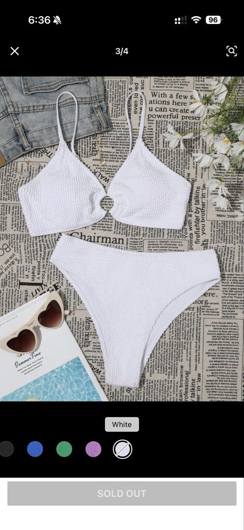 White Textured Bikini Set with Ring Detail (Category: Bikinis & Swimsuits) located in Malolos. Submitted by priothv (Listing ID 1452988328, Image 1). Description: - White textured bikini set - Halter neck top with ring detail - High-waisted bottoms - Textured fabric for a chic look - Ideal for beach or pool days - Super cute and stylish design.