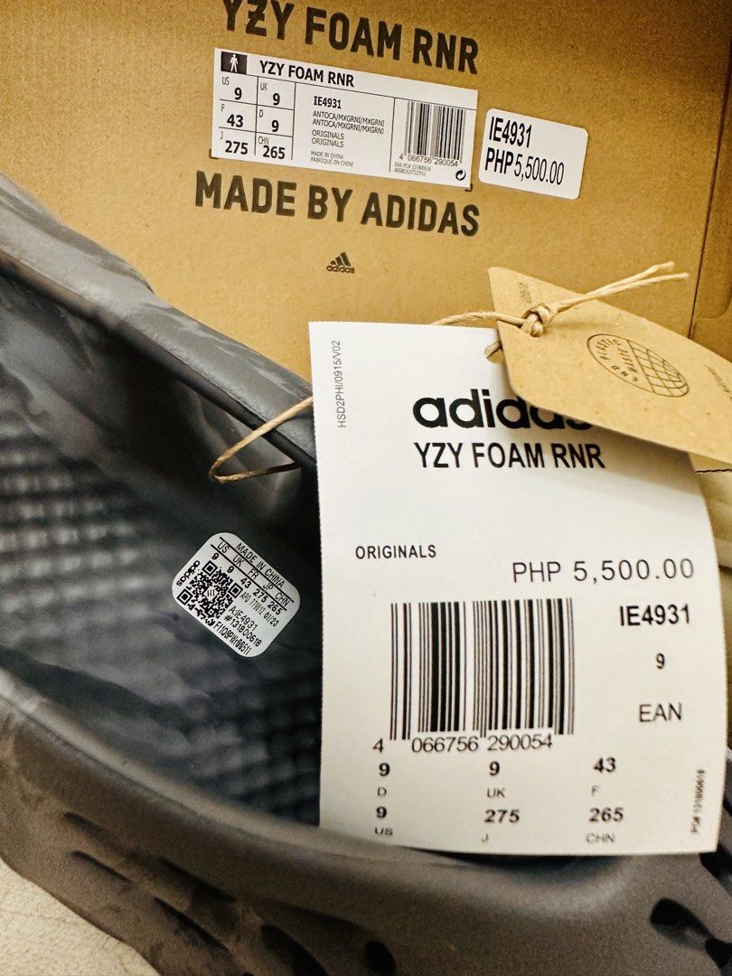 Yeezy Foam Runner size 9 local release original 💯% (Category: Slippers & Slides) located in Quezon City. Submitted by safe.legitonlybyzoey (Listing ID 1453015521, Image 1). Description: Brand new and Original From Adidas PH Complete with original box and tags Size 9 SRP.