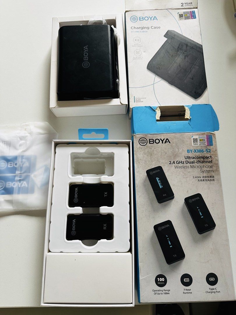 🎤 BOYA XM6-S2 Wireless Microphone System with Charging Case (Category: Microphones) located in Mandaluyong City. Submitted by cathygc18 (Listing ID 1447512961, Image 1). Description: 🎤 BOYA XM6-S2 Wireless Microphone System with Charging Case – ₱4,900 RUSH SALE! 🚀 Selling my BOYA XM6-S2 Wireless Microphone System with charging case. Ideal for content creators, vloggers, livestreamers, interviews, and online meetings. ✅ Fully tested and working