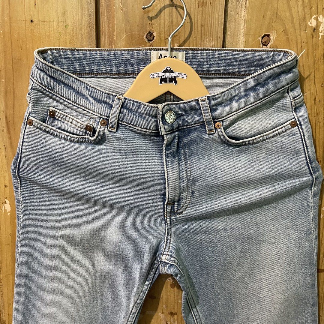 Acne Studios Row Clean LT VTG Denim Jeans (Category: Luxury Apparel) located in Baguio. Submitted by goodfinds2600v2 (Listing ID 1447473411, Image 2). Description: Size: 24 on tag fits 28 waist via tape measure Dimensions: L-35 Leg opening-6 Crouch-9 Description: womens, straight fot Condition: Excellent Issue/s: — .