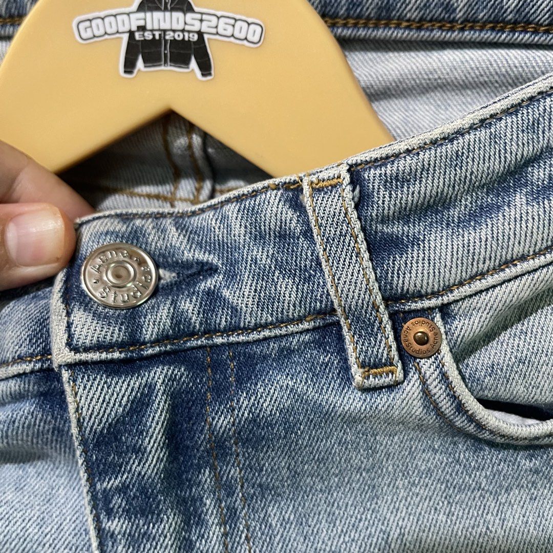 Acne Studios Row Clean LT VTG Denim Jeans (Category: Luxury Apparel) located in Baguio. Submitted by goodfinds2600v2 (Listing ID 1447473411, Image 3). Description: Size: 24 on tag fits 28 waist via tape measure Dimensions: L-35 Leg opening-6 Crouch-9 Description: womens, straight fot Condition: Excellent Issue/s: — .