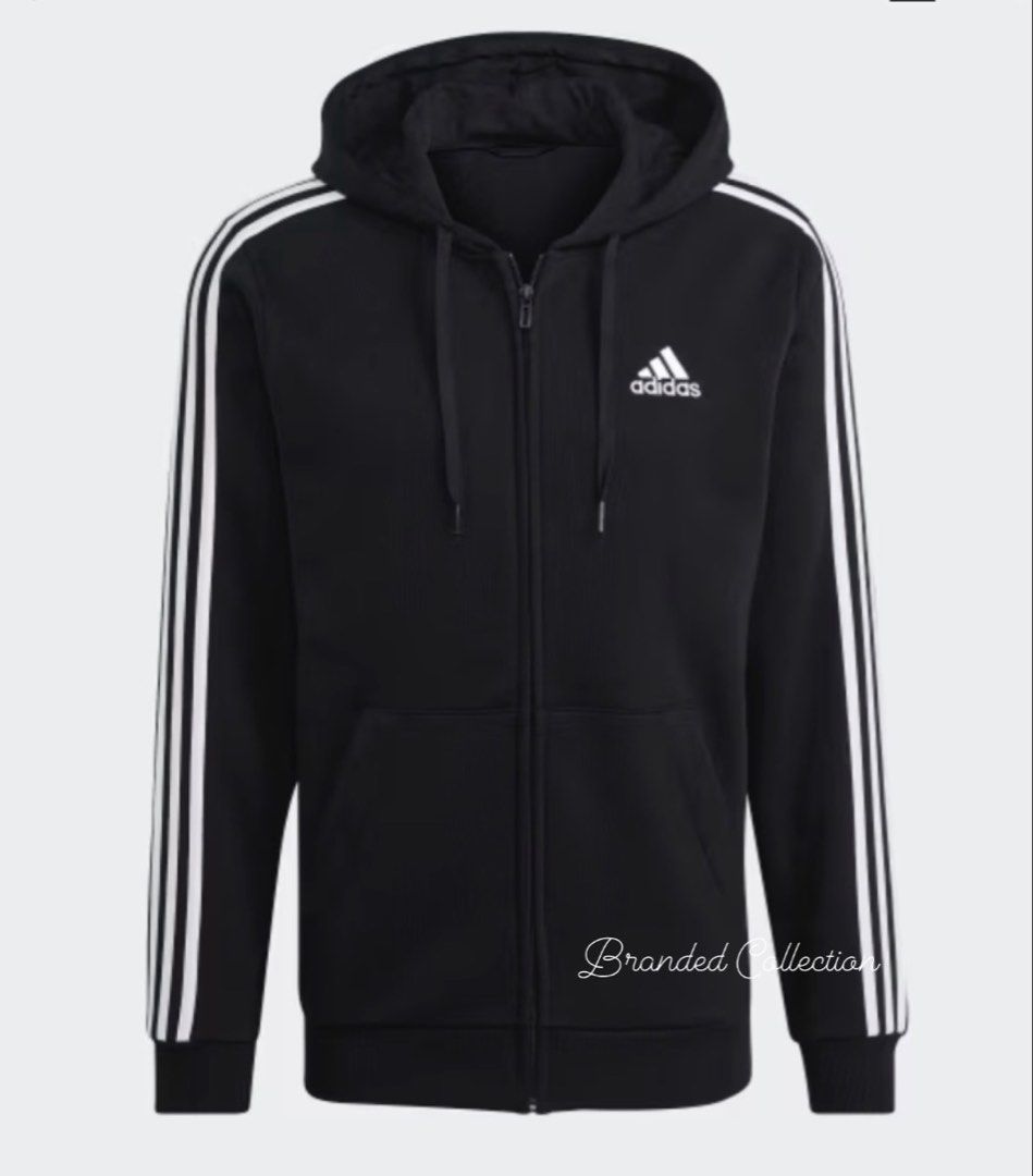 Adidas 3-Stripes Full Zip Hoodie (Category: Coats, Jackets and Outerwear) located in Manila. Submitted by usbrandedcollections (Listing ID 1447472907, Image 3). Description: Adidas SKU: CLT-ADS-0007 (S) SKU: CLT-ADS-0009 (M) Essentials Fleece 3-stripes Full zip Hoodie in Black. Regular Fit. Fullzip with Drawcord adjustable hood. 53% cotton, 36% polyester, 11% viscose. Ribbed cuffs and hem. Size: S & L 🚢 Sea Cargo It takes 3-4 mos for those who a