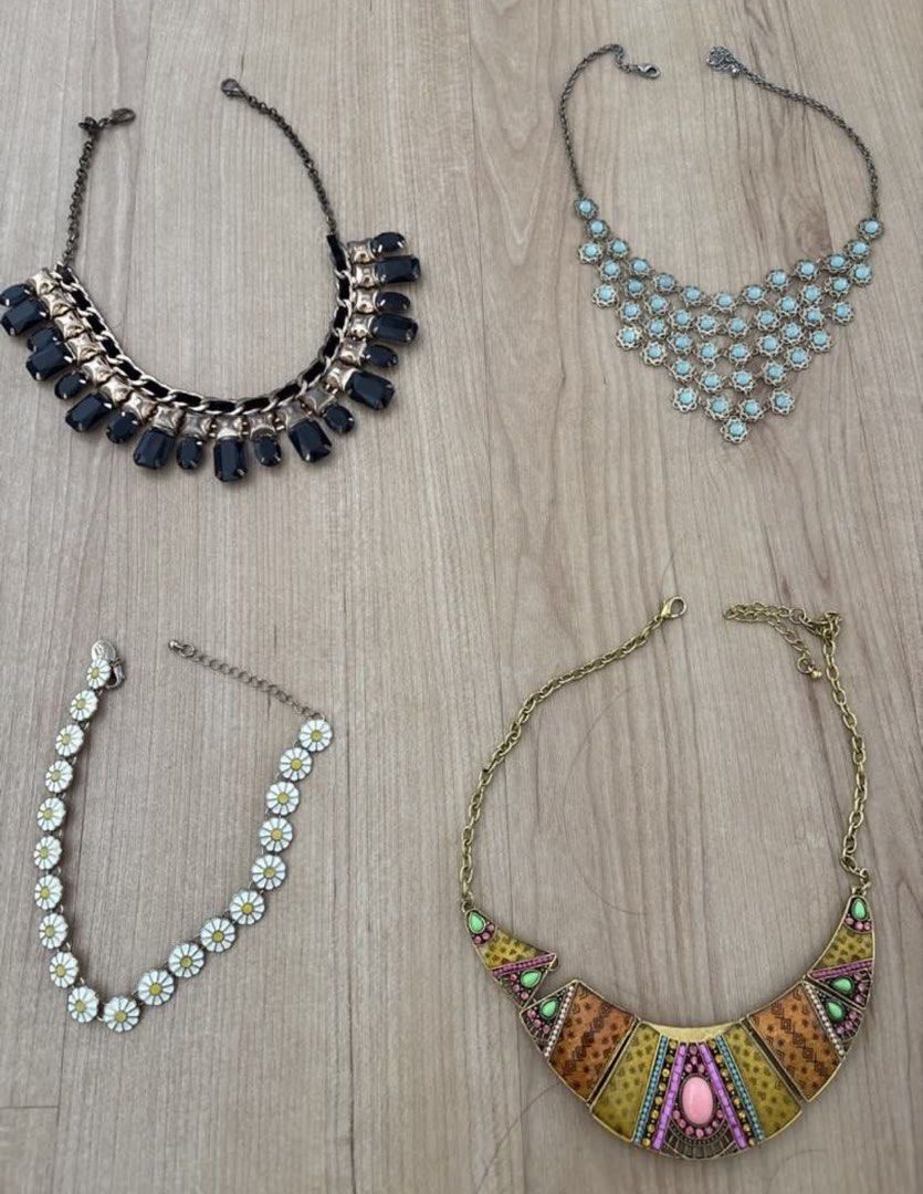 Assorted Statement Necklaces Bundle (Category: Necklaces) located in Singapore. Submitted by hannnnnnzw (Listing ID 1447509924, Image 3). Description: - Bundle of 10 statement necklaces - Assorted designs: floral, geometric, beaded - Ideal for mixing and matching to create unique looks FAST DEAL ALL 10 @ $10! .