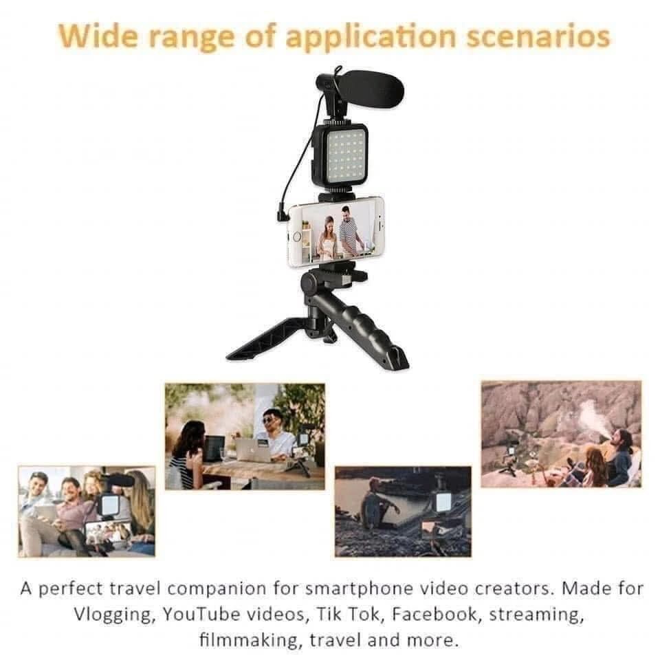 AY-49 VIDEO MAKING KIT (Category: Tripods & Monopods) located in Manila. Submitted by yzlshop (Listing ID 1447565668, Image 2). Description: AY-49 Video Making Kit 👉for ios & android phone ❤️Phone Tripod Vlogging Kits 🥰Vlog Live streaming Kit 🎉Live Selfie 🤩Fill Light Integration with Remote Control 😍Microphone LED Light.