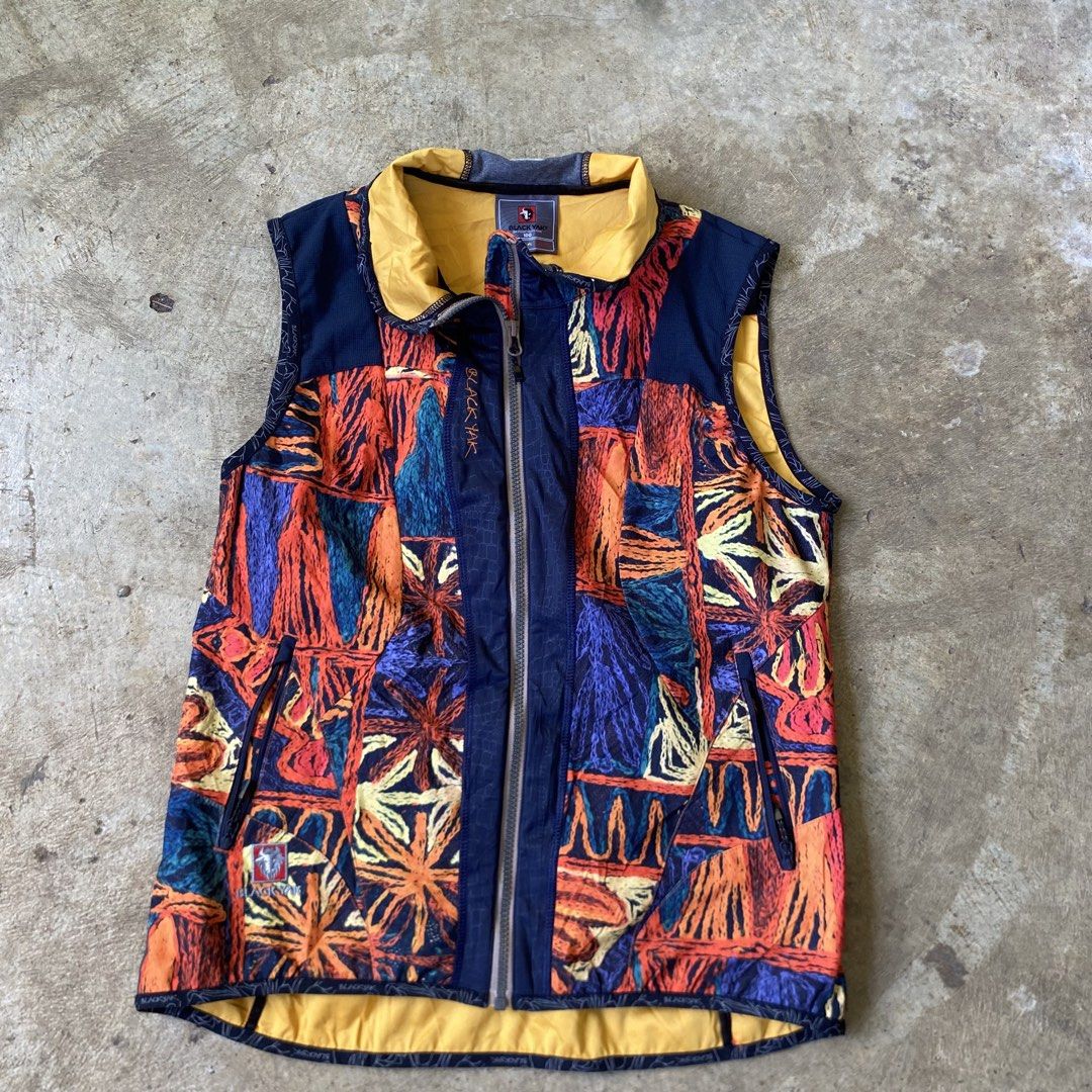 Black Yak Abstract Print Puffer Vest (Category: Vests) located in Sagbayan (Borja). Submitted by lunapawpaw46843 (Listing ID 1447499997, Image 1). Description: - Unique abstract print vest from Black Yak - Vibrant, eye-catching colors - Bright yellow lining for a pop of contrast - Full zip front closure - Convenient front pockets - Perfect for layering over other outfits - Stand out with this one-of-a-kind design.
