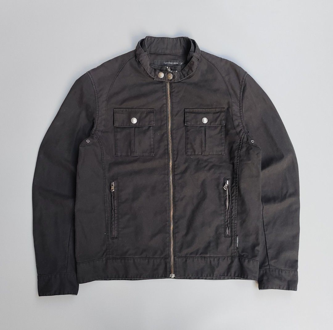CALVIN KLEIN CAFE RACER TYPE JACKET (Category: Coats, Jackets and Outerwear) located in Baguio. Submitted by archival_thrifted.ph. (Listing ID 1447576435, Image 3). Description: FOR SALE‼️ . CALVIN KLEIN CAFE RACER TYPE JACKET .EXCELLENT CONDITION .SIZE LARGE ON TAG .PHP 1400 PLUS SF .❌❌ COP/COD .MOP GCASH .COURIER J&T .BAGUIO AREA .DM FOR SURE BUYER TY.