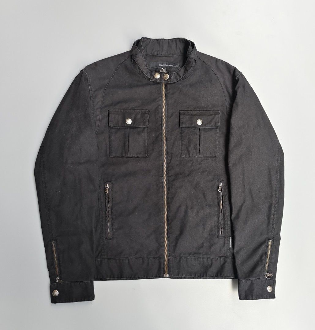 CALVIN KLEIN CAFE RACER TYPE JACKET (Category: Coats, Jackets and Outerwear) located in Baguio. Submitted by archival_thrifted.ph. (Listing ID 1447576435, Image 1). Description: FOR SALE‼️ . CALVIN KLEIN CAFE RACER TYPE JACKET .EXCELLENT CONDITION .SIZE LARGE ON TAG .PHP 1400 PLUS SF .❌❌ COP/COD .MOP GCASH .COURIER J&T .BAGUIO AREA .DM FOR SURE BUYER TY.