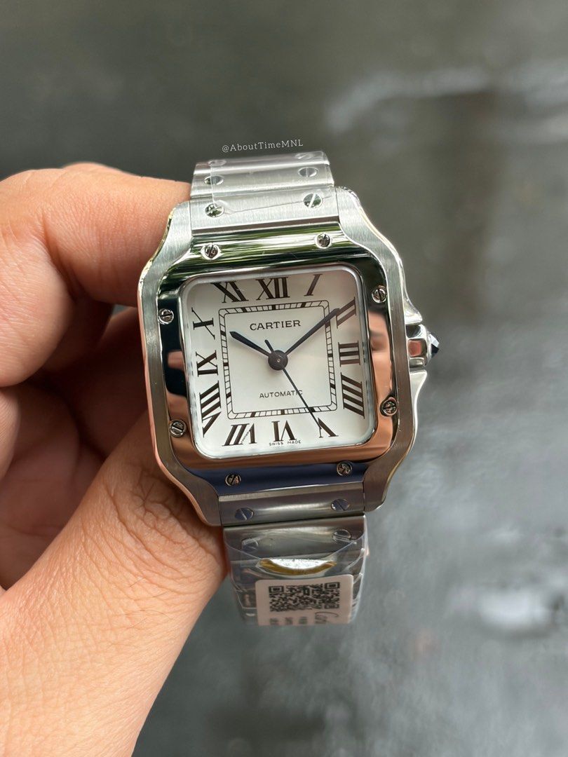 Cartier Santos Medium (Category: Luxury Watches) located in Manila. Submitted by abouttimemnl2 (Listing ID 1447669330, Image 1). Description: Brand New Cartier Medium Santos With free leather strap Watch and leather pouch only (dm if you want with box) Dm if interested! On hand and ready to ship.