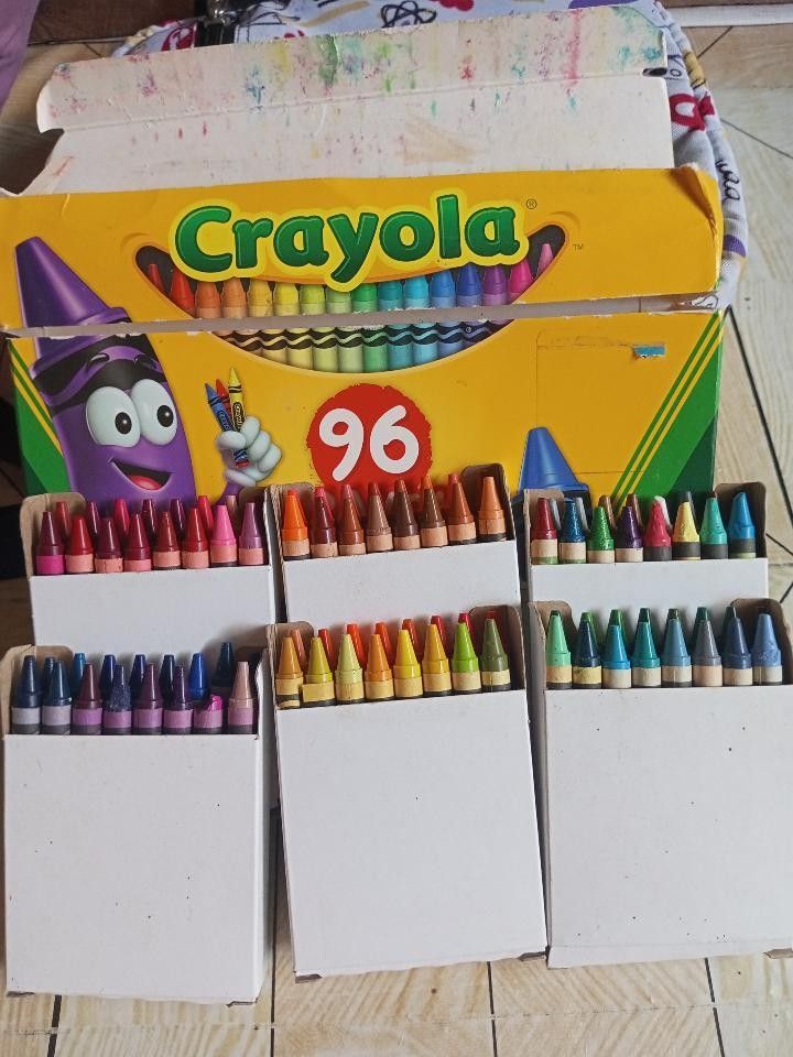 Crayola 96 Colors Crayons Box (Category: Craft Supplies & Tools) located in Libon. Submitted by beryyves (Listing ID 1447549038, Image 1). Description: - Crayola 96 count crayon box - Variety of colors available - Original box included - Ideal for art projects and coloring fun -slight defects on some crayon (bug bites due to storage).