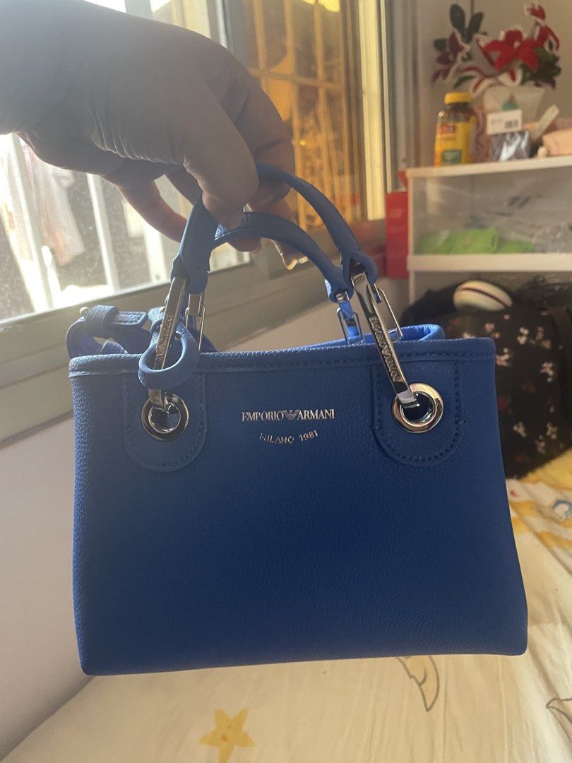 Emporio Armani MyEA bag mini (Blue) (Category: Luxury Bags & Wallets) located in Lipa City. Submitted by deadpoolmatcha (Listing ID 1447492921, Image 1). Description: a gift from europe. mahirap bagayan sa mga damit ko so binebenta ko na. with authenticity card, dust bag, and tags. never been used. given last May. receipt wala kasi gift langgg still negotiable.