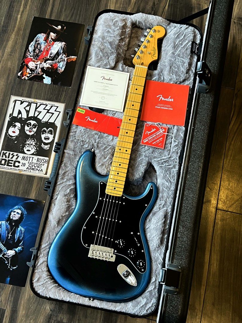 Fender American Pro II Stratocaster (Category: Musical Instruments) located in Quezon City. Submitted by RobertAllenSoriano (Listing ID 1447641402, Image 2). Description: - Beautiful Dark Night Blue Fender American Professional II Stratocaster - Maple neck and fretboard - Comes with original hard case - Includes all original paperwork and tags - Ideal for gigs, pro level guitarists RFS: quitting.