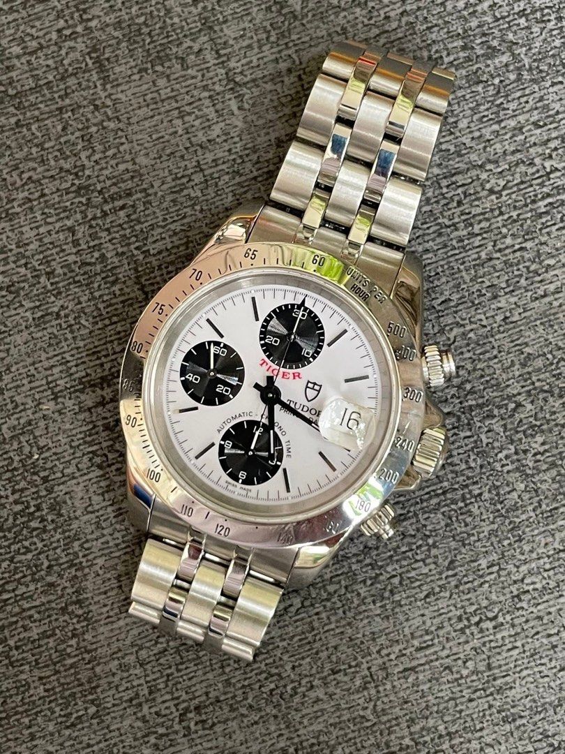Fs/Ft Tudor Tiger Chrono Panda Dial with Papers (Category: Luxury Watches) located in Quezon City. Submitted by jaycpineda (Listing ID 1447486680, Image 2). Description: Fs/Ft Tudor Tiger Chronograph Panda Dial Ref 79280 With Papers only No box Will fit 7.5 to 8” wrist 9/10 condition All buttons working and reset to zero Trade Ok Trade Value 260k Qc area Dm me .