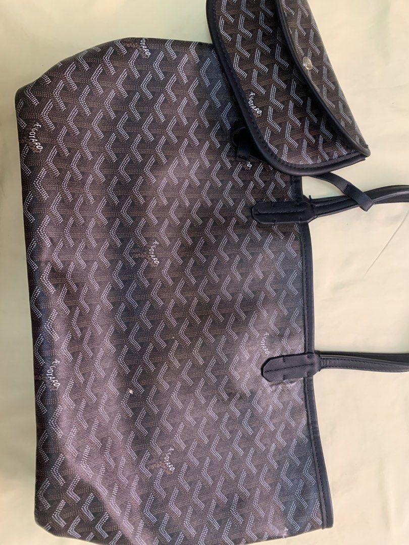 Goyard Tote Bag with Pouch (Category: Luxury Bags & Wallets) located in Manila. Submitted by labubu_lovelovelove (Listing ID 1447539645, Image 3). Description: - Classic Goyard tote bag - Comes with a matching pouch - Iconic Goyardine canvas (durable & stylish) - Color: Dark grey and white pattern - Features leather handles and trim - Spacious interior - Ideal for everyday use or travel.