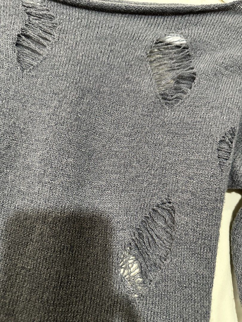 Grunge Grey Distressed Long Sleeve Sweater (Category: Longsleeves) located in Manila. Submitted by seller.13 (Listing ID 1447586402, Image 2). Description: No flaws Used only once.