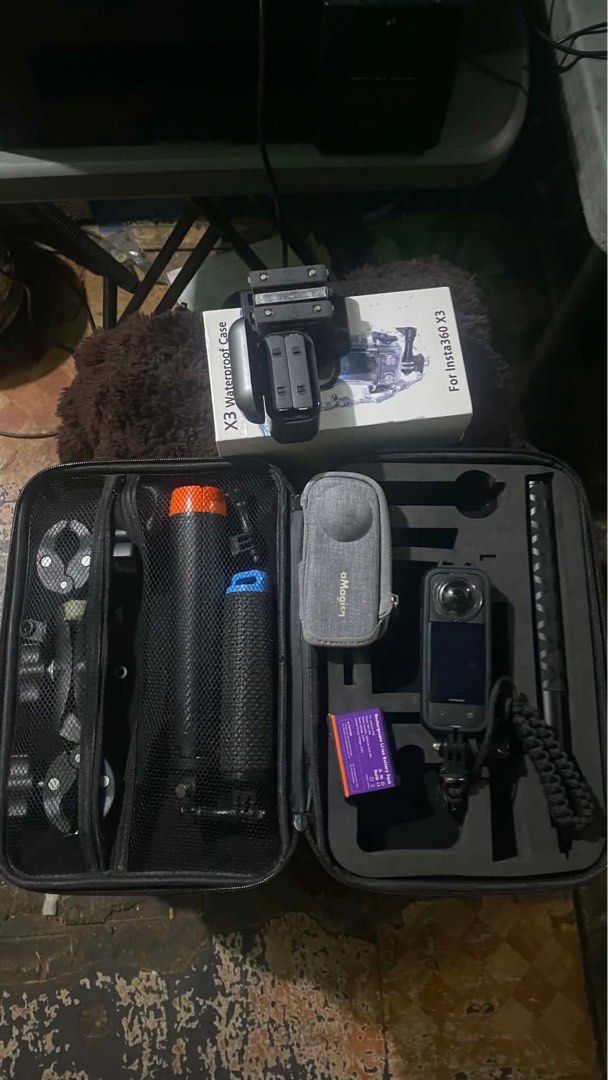 Insta 360 x3 (Category: Cameras) located in Manila. Submitted by gloss.envy (Listing ID 1447509883, Image 2). Description: Insta 360 x3 Comolete with Accessories Diving kit Hard case Hand mounting Bracelet mount 5 replacements batter Lahat ng nasa pictures kasama No sd card na kasama 19k with out sd card 23k with orig sd card If may sd card na kasama plus 4k orig from insta 360 sd card.