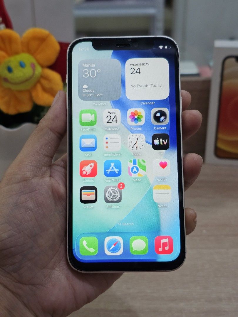 IPHONE 12mini 128GB 100%BH PASS SWAP (Category: iPhone 12 Series) located in Rizal. Submitted by bheviers14 (Listing ID 1447483596, Image 2). Description: IPHONE 12mini 128GB 100% battery health Factory unlocked All working ✅️ Test to sawa ntc approved WIth original box (no accessories) No issue performance CHANGE BATT & LCD ISSUE: MINIMAL DENTS,SCRATCH SCREEN NO SWAP Store location: Cityland grand central residences mandaluyong Ground-floor unit
